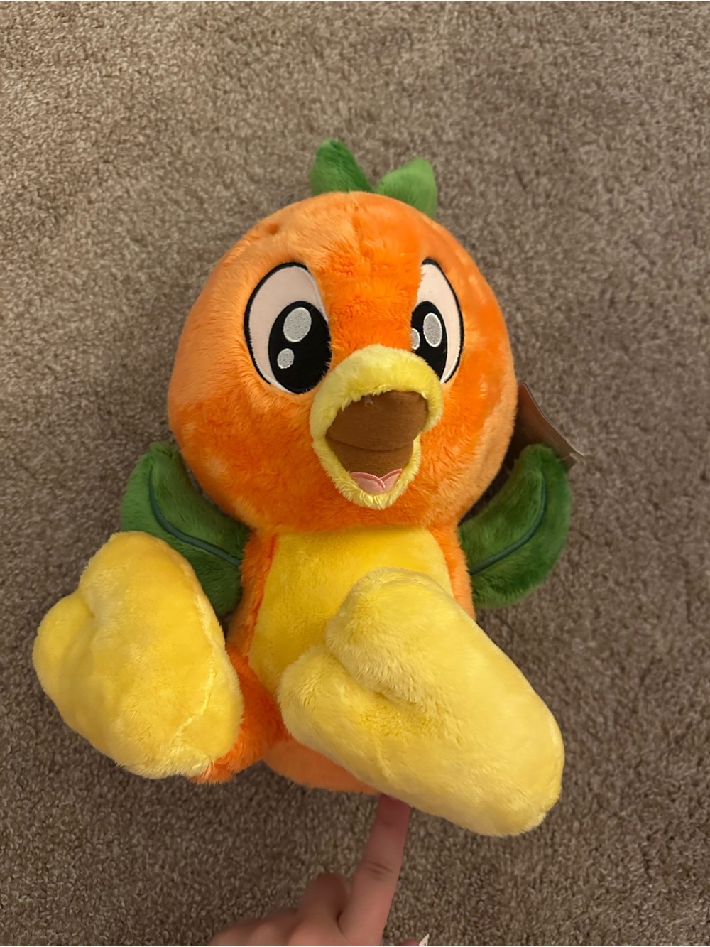 Disney Orange & Yellow Plush Bird with Green Accents